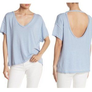 Free People "All Mine" Light Blue V-Neck Tee